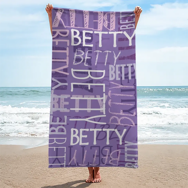 Custom Name Handwritten Typography Design - Personalized Beach Towel