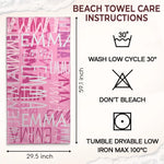 Custom Name Handwritten Typography Design - Personalized Beach Towel