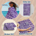 Custom Name Handwritten Typography Design - Personalized Beach Towel