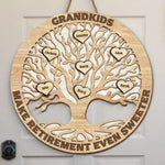 Custom Grandkids Family Tree Retirement Gift - Personalized Wood Sign