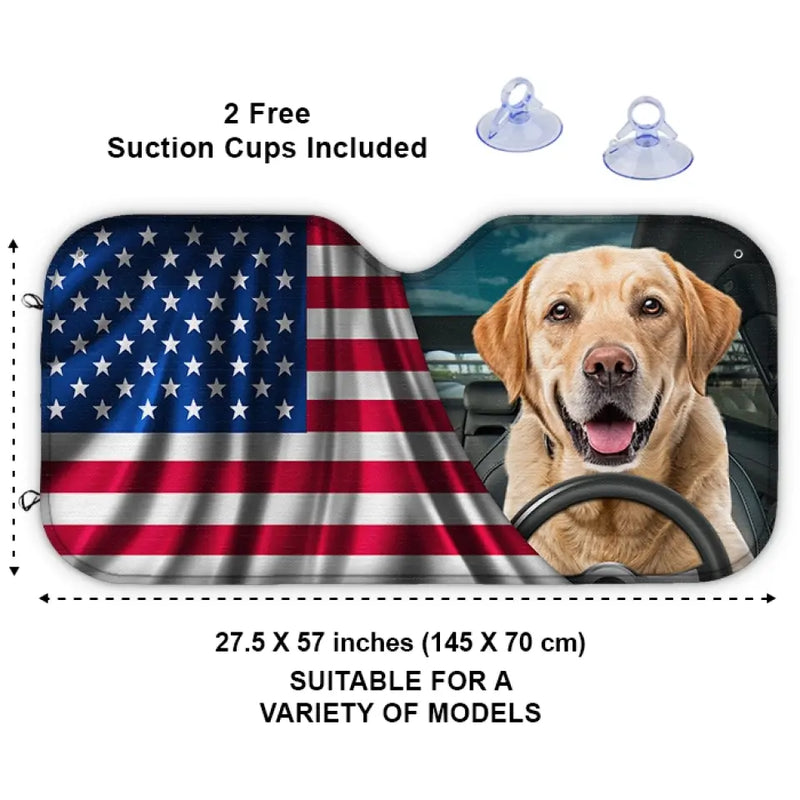 American Flag Labrador Dog Car Decor - Auto Sunshade