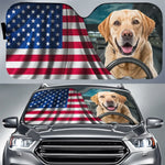 American Flag Labrador Dog Car Decor - Auto Sunshade