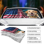 American Flag Labrador Dog Car Decor - Auto Sunshade