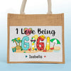 I Can Feel The Summer Breeze - Family Personalized Custom Tote Gift Bags, Jute Tote Bags, Beach Bags - Gift For Grandma