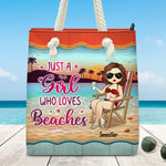 Custom Name Beach Lover Gifts for Women - Personalized Beach Bag