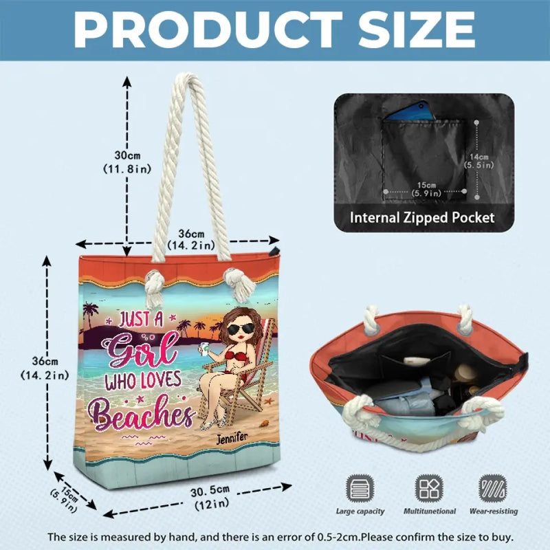 Custom Name Beach Lover Gifts for Women - Personalized Beach Bag