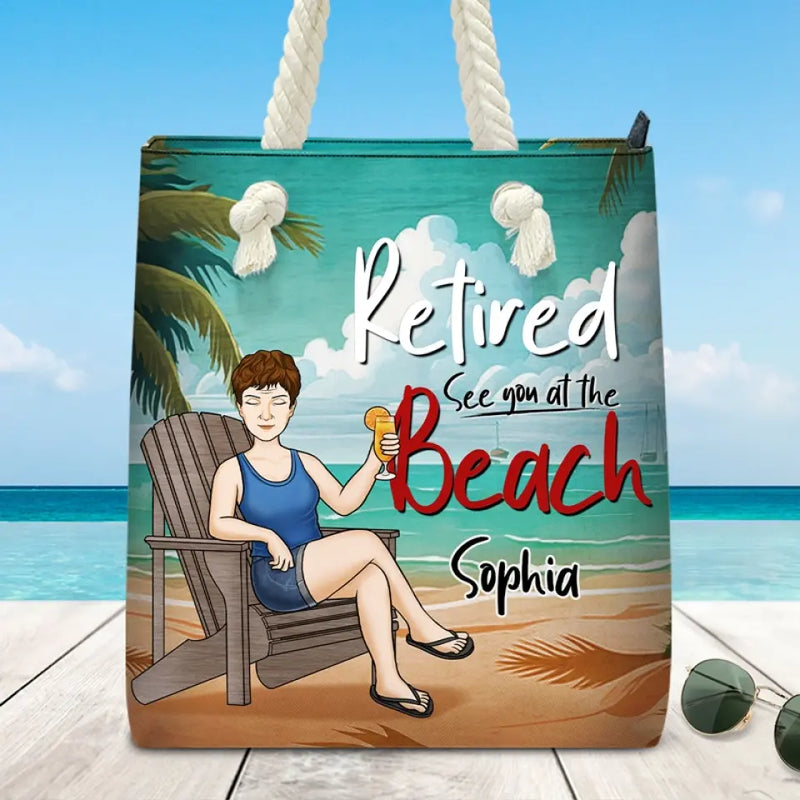 Custom Name Retirement Beach Gifts - Personalized Beach Bag