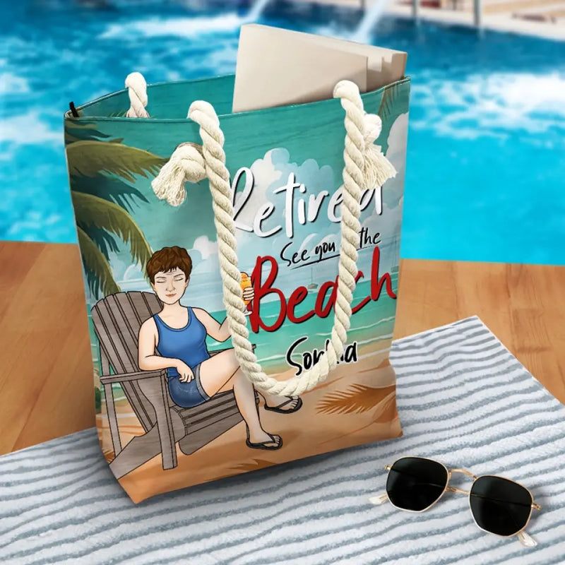 Custom Name Retirement Beach Gifts - Personalized Beach Bag