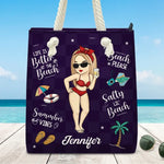 Custom Name Beach Girl Summer Gifts for Women - Personalized Beach Bag