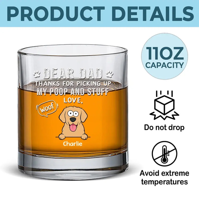 Custom Name Dog Dad Gifts - Personalized Whiskey Glass