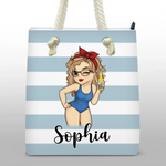 Custom Name Beach Girl Summer Gifts for Women - Personalized Beach Bag