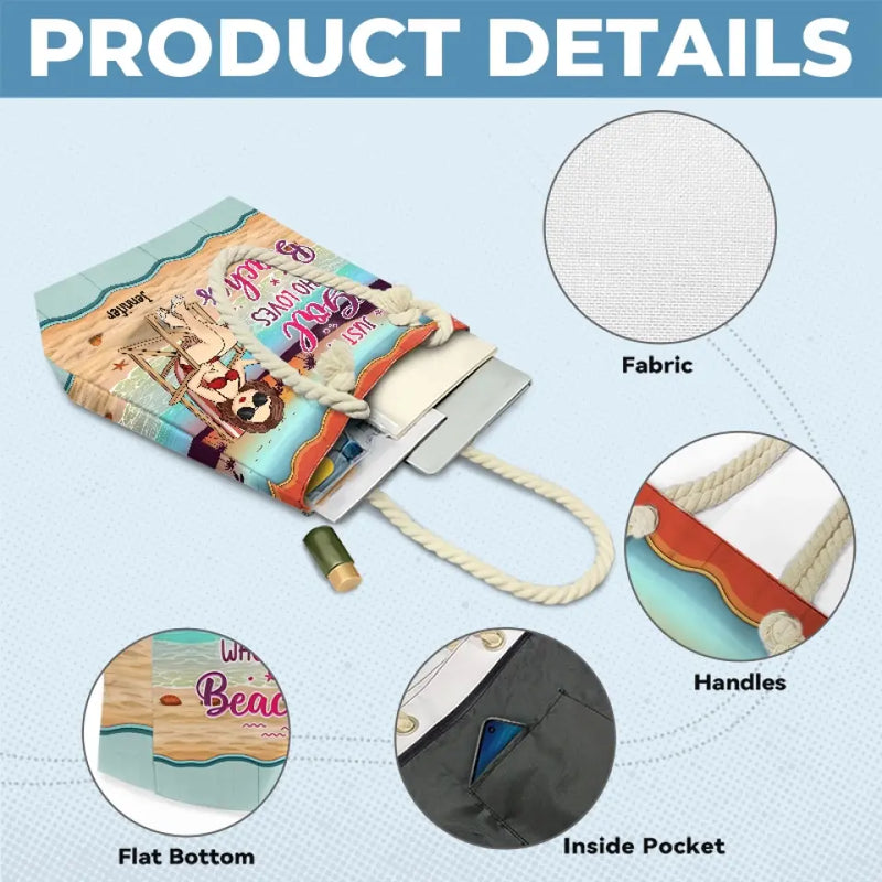 Custom Name Beach Lover Gifts for Women - Personalized Beach Bag