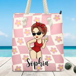 Custom Name Retro Pin-Up Beach Gifts for Women - Personalized Beach Bag