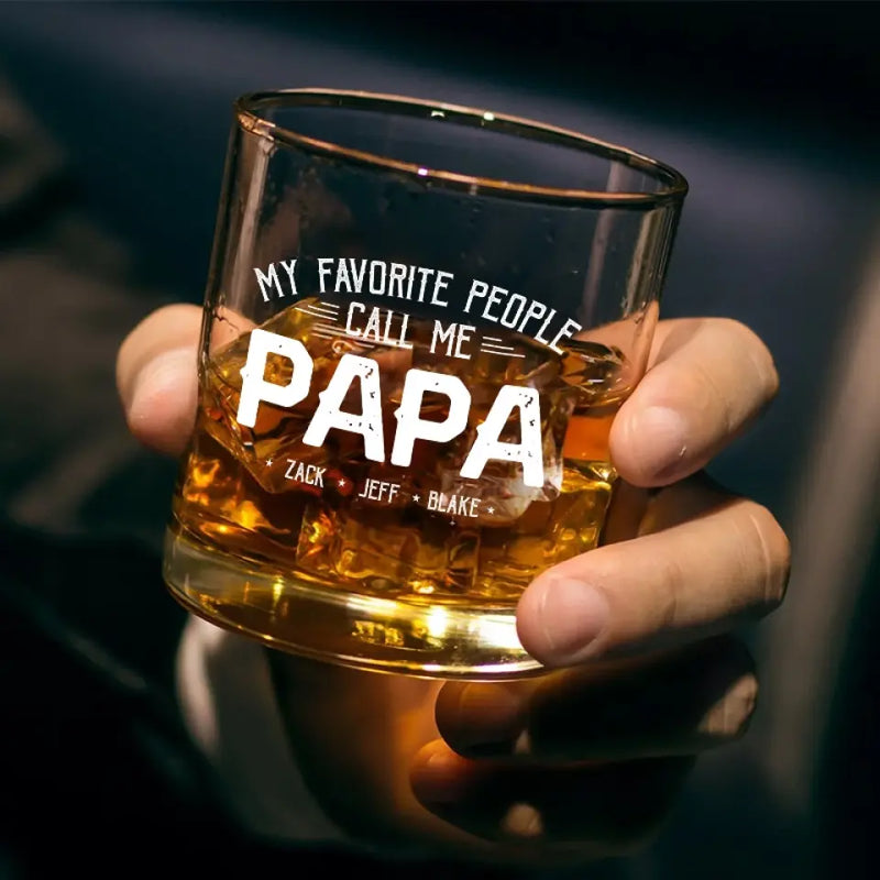 Custom Name Papa Gifts for Dad - Personalized Whiskey Glass