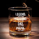 Custom Family Title and Year Gifts for Dad - Personalized Whiskey Glass