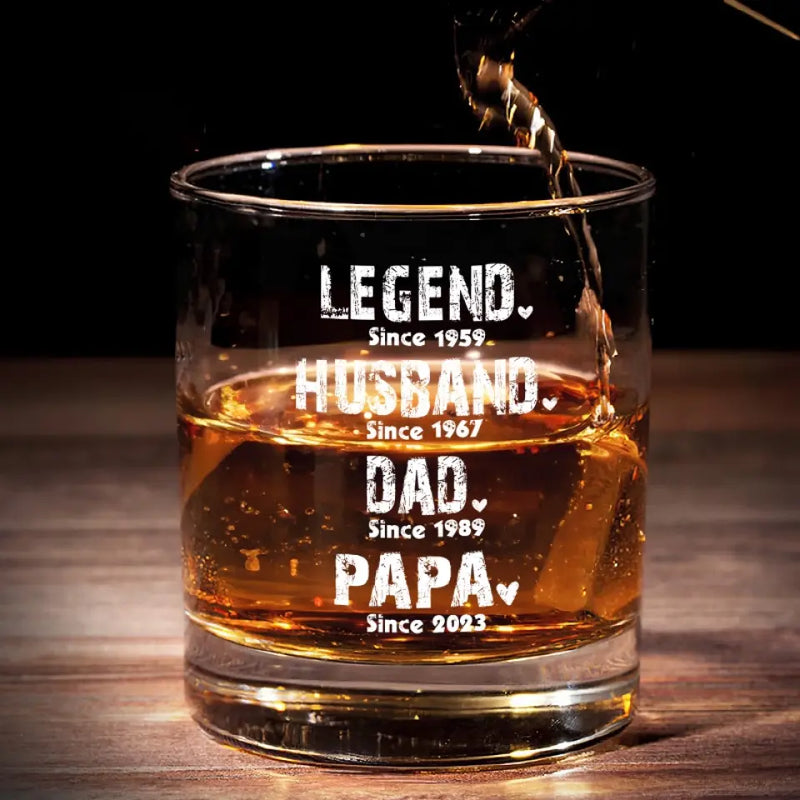 Custom Family Title and Year Gifts for Dad - Personalized Whiskey Glass