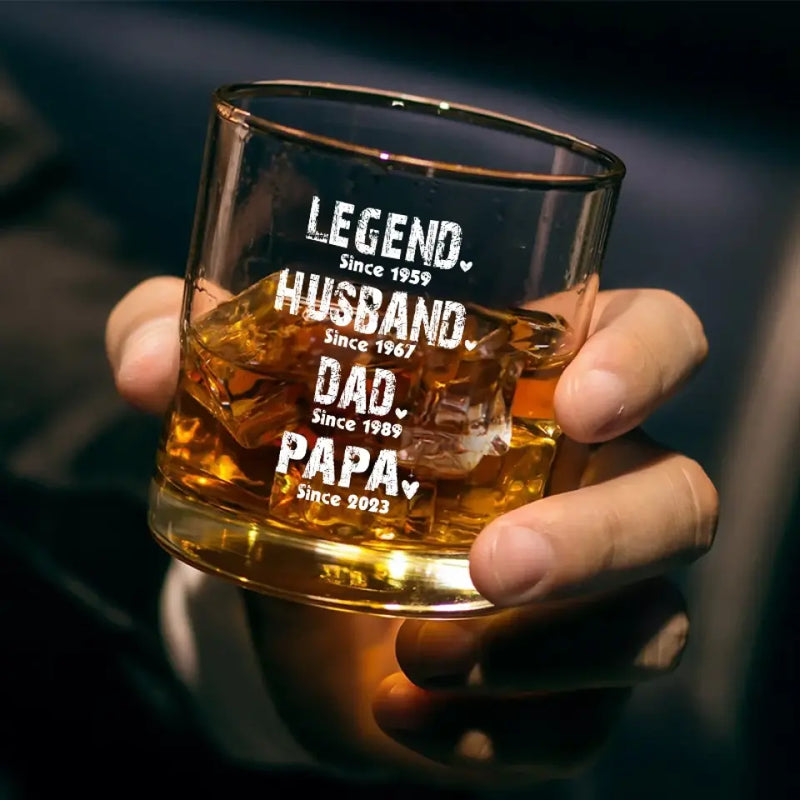 Custom Family Title and Year Gifts for Dad - Personalized Whiskey Glass