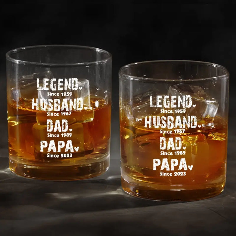 Custom Family Title and Year Gifts for Dad - Personalized Whiskey Glass