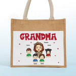 Custom Name Grandma Family Gifts - Personalized Jute Tote Bag