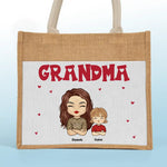 Custom Name Grandma Family Gifts - Personalized Jute Tote Bag