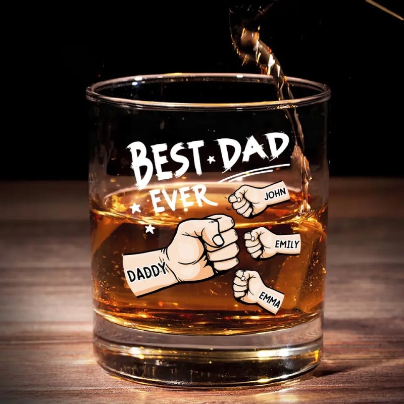 Custom Name Best Dad Ever Gifts for Dad - Personalized Whiskey Glass