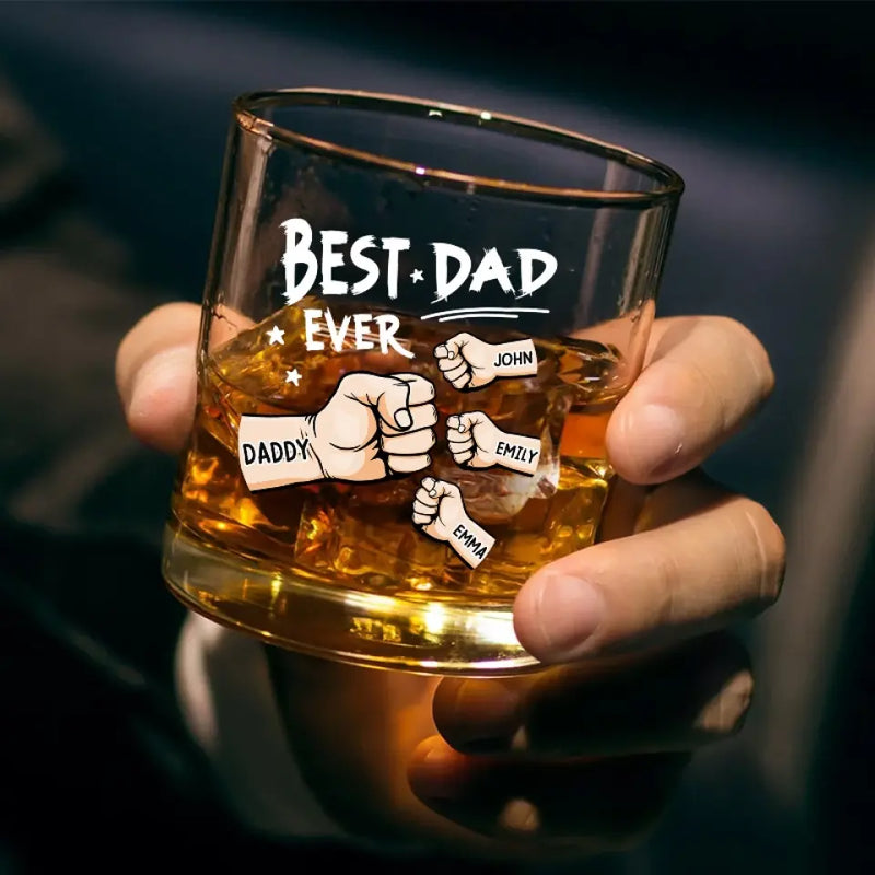 Custom Name Best Dad Ever Gifts for Dad - Personalized Whiskey Glass