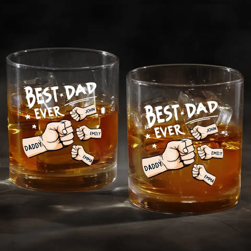 Custom Name Best Dad Ever Gifts for Dad - Personalized Whiskey Glass