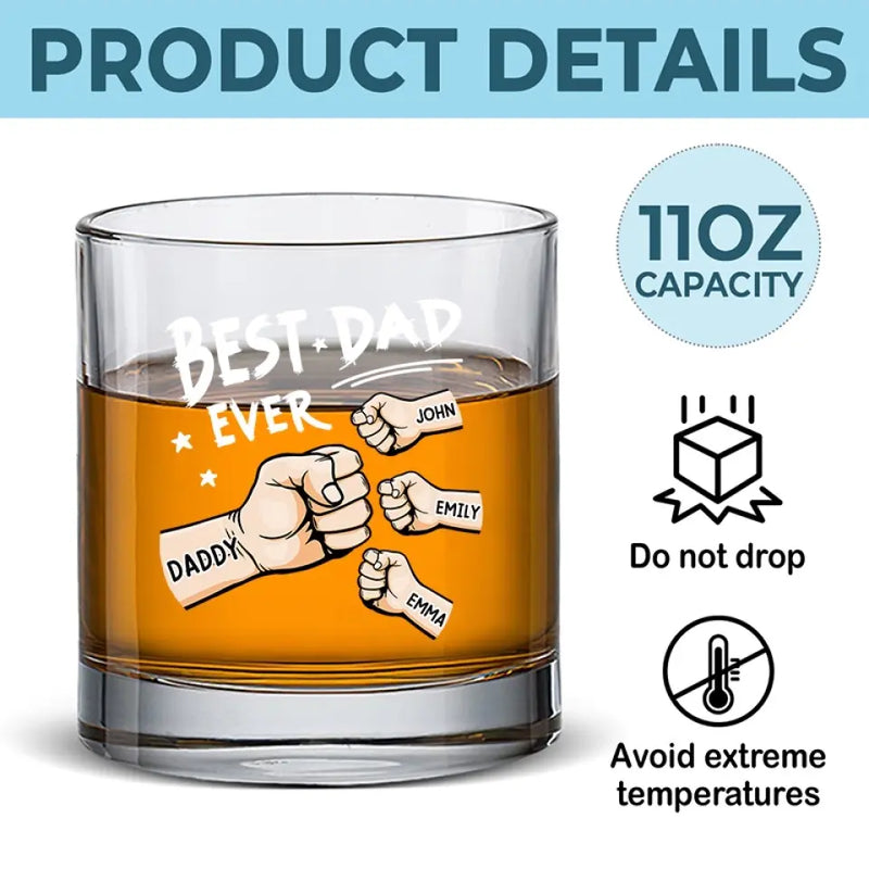 Custom Name Best Dad Ever Gifts for Dad - Personalized Whiskey Glass