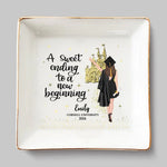 Custom Name College Graduation Gifts for Her - Personalized Jewelry Dish
