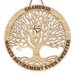 Custom Grandkids Family Tree Retirement Gift - Personalized Wood Sign