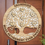 Custom Grandkids Family Tree Retirement Gift - Personalized Wood Sign