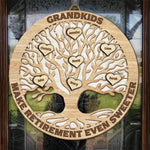Custom Grandkids Family Tree Retirement Gift - Personalized Wood Sign