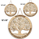Custom Grandkids Family Tree Retirement Gift - Personalized Wood Sign