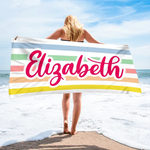 Mermaid Blue Stripe Beach Towel