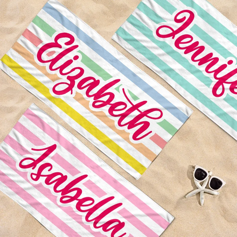 Mermaid Blue Stripe Beach Towel