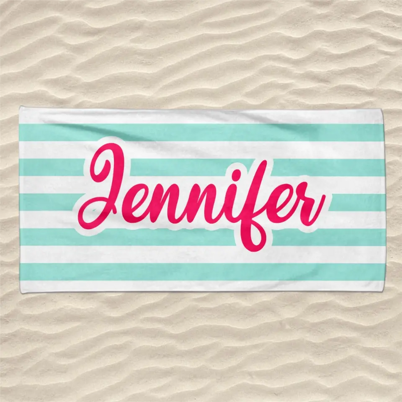 Mermaid Blue Stripe Beach Towel