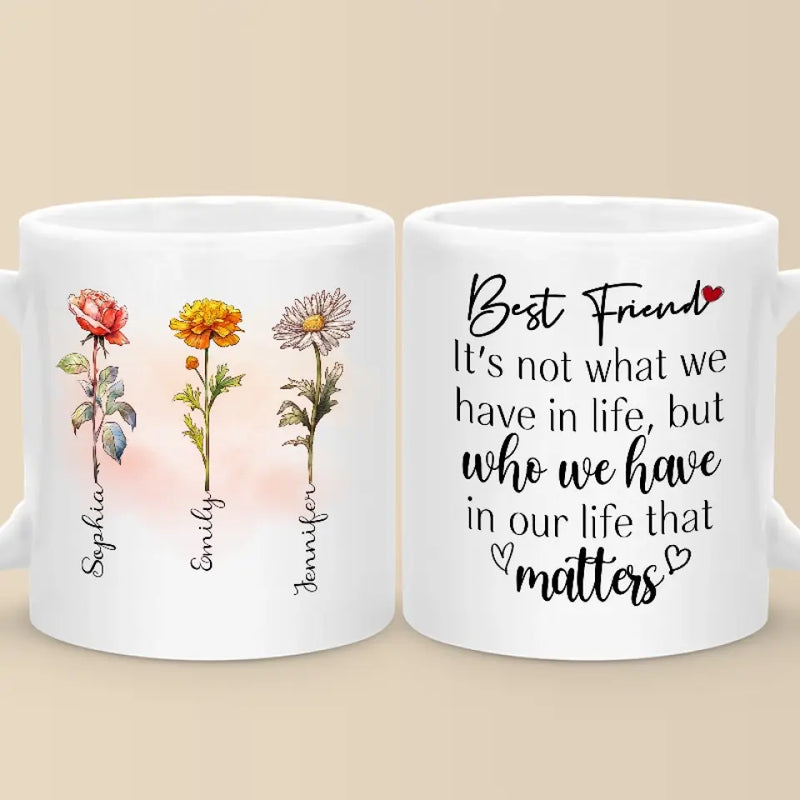 Custom Name Best Friend Flower Gifts - Personalized Mugs