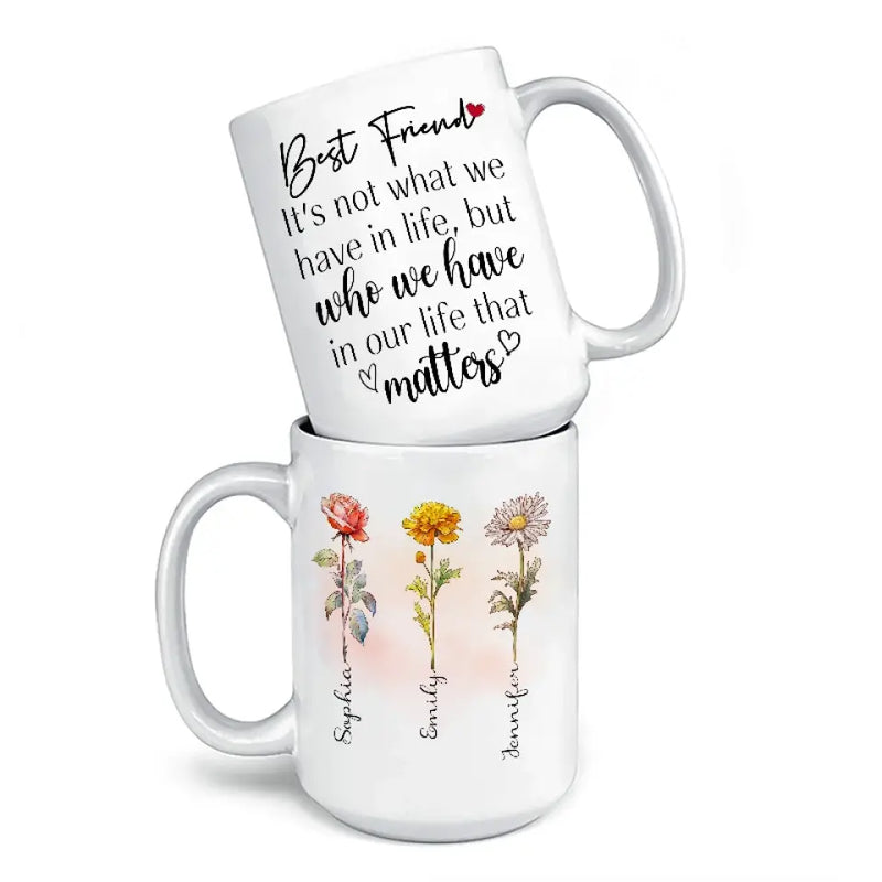 Custom Name Best Friend Flower Gifts - Personalized Mugs