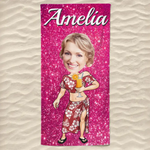 Custom Name Cartoon Beach Gifts for Women - Personalized Beach Towel