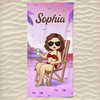 Chill Mode Activated - Bestie Personalized Custom Beach Towel - Summer Vacation Gift, Birthday Pool Party Gift For Best Friends, BFF, Sisters