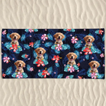 Golden Retriever Tropical Floral Beach Towel - Beach Gifts for Dog Lovers