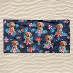 Golden Retriever Tropical Floral Beach Towel - Beach Gifts for Dog Lovers