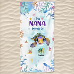 Custom Name Sea Turtle Grandma Gifts - Personalized Beach Towel