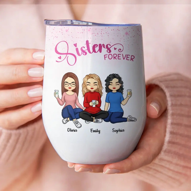 Custom Name Sisters Gifts for Women - Personalized Wine Tumbler