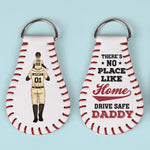 Custom Name Baseball Gifts for Dad - Personalized Leather Keychain