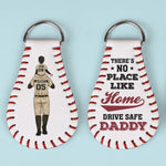 Custom Name Baseball Gifts for Dad - Personalized Leather Keychain