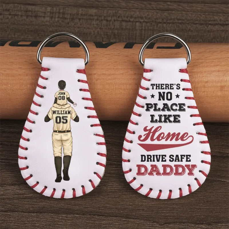 Custom Name Baseball Gifts for Dad - Personalized Leather Keychain