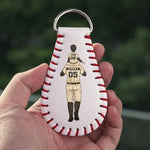 Custom Name Baseball Gifts for Dad - Personalized Leather Keychain