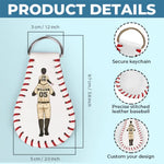 Custom Name Baseball Gifts for Dad - Personalized Leather Keychain
