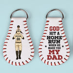 Custom Name Baseball Gifts for Dad - Personalized Leather Keychain